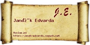 Janák Edvarda névjegykártya
